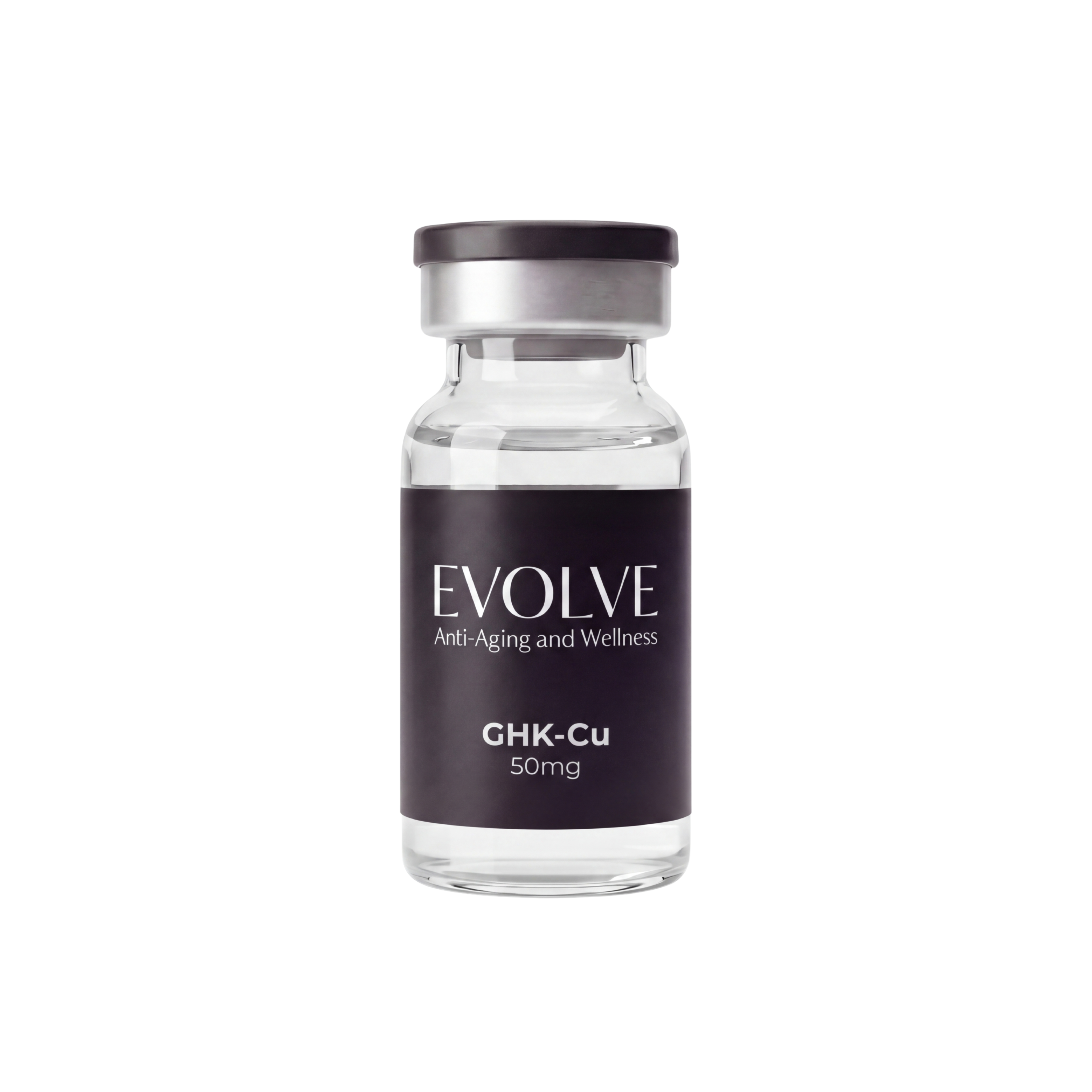 GHK-Cu copper peptide vial at Evolve Anti-Aging & Wellness in Encino, CA